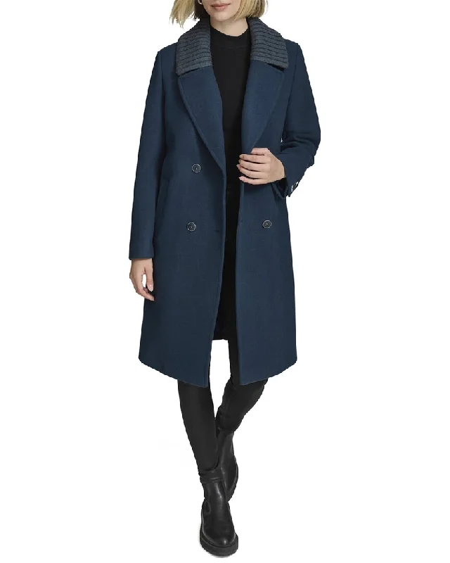 Andrew Marc Sloane Wool-Blend Coat Fitted Loose Oversized