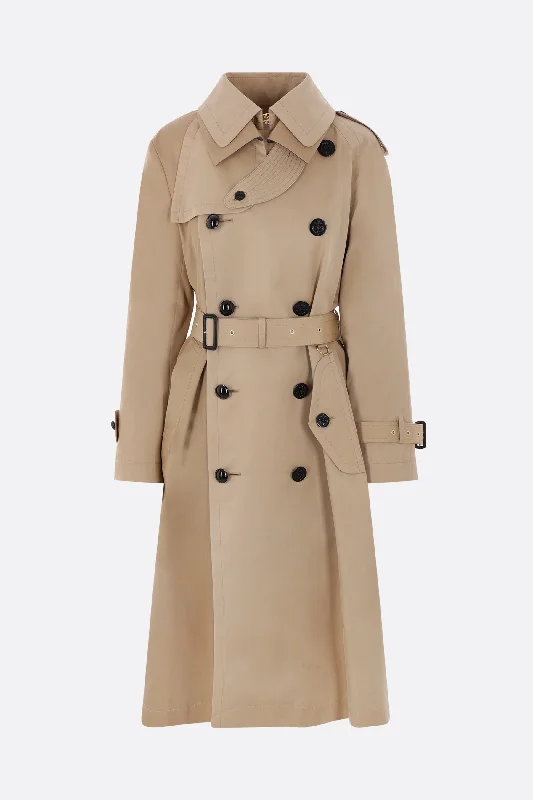 double-breasted trench coat in gabardine Hooded Caped Scarf