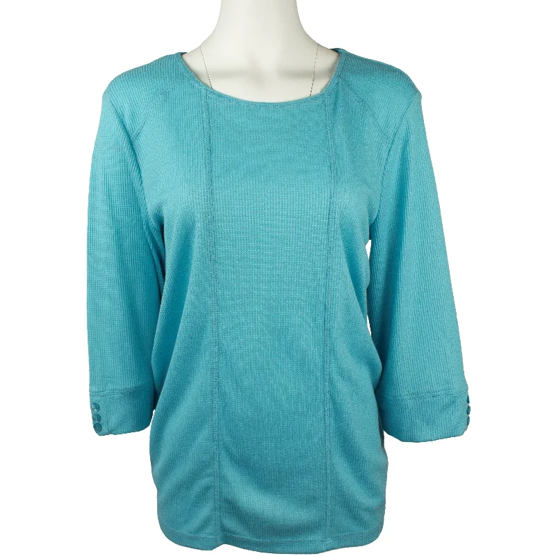 Women's Knit Top With Three-Quarter Length Sleeves 4287 Geometric Knit Tee