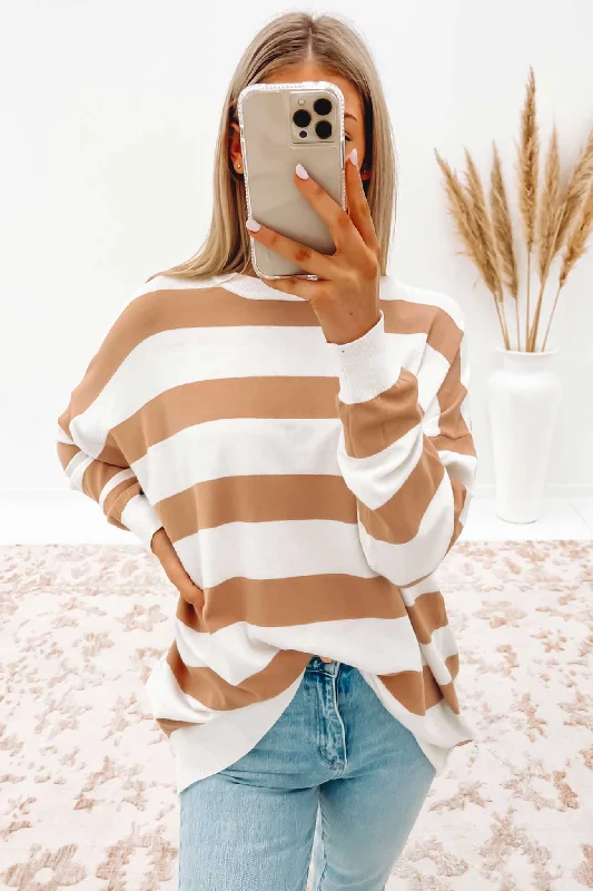 Adriana Knit Top Beige Stripe Summer Knit Top