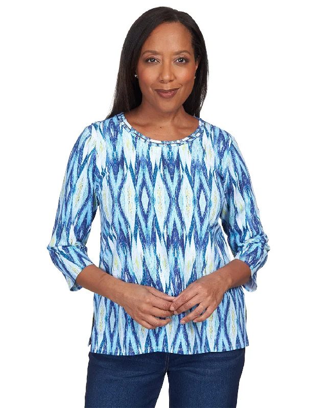 Alfred Dunner Key Item Ikat Knit Top Seasonal Knit Shirt