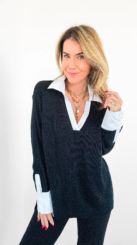 Timeless Duo-Layer Knit Top Affordable Knit Blouse