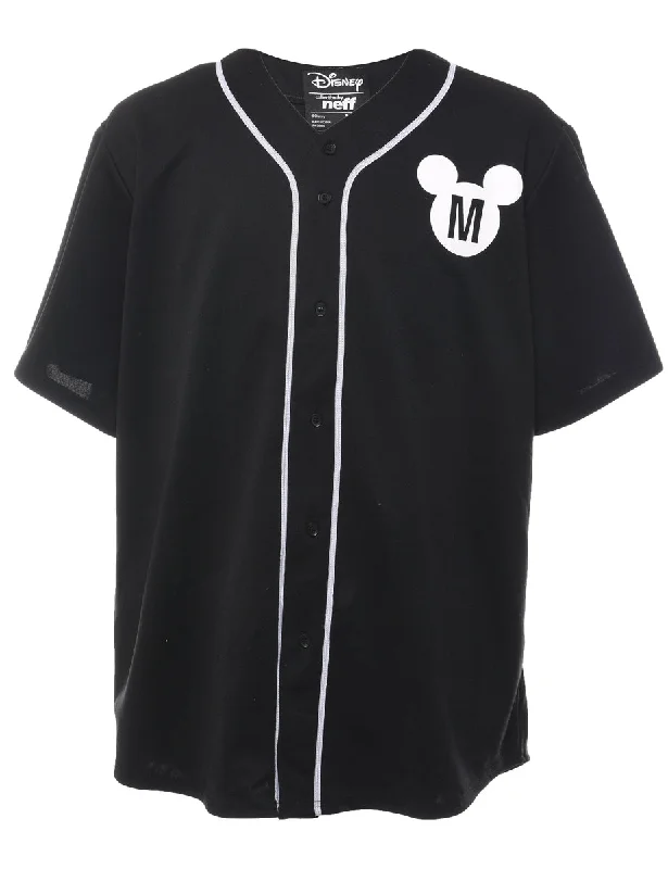 Black & White 1990s Mickey Mouse Jersey - XL Polka Dot Jersey Shirt