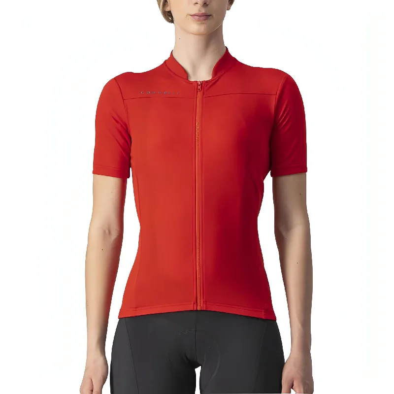 Castelli Anima 3 Short Sleeve Womens Cycling Jersey - Red Floral Jersey Blouse