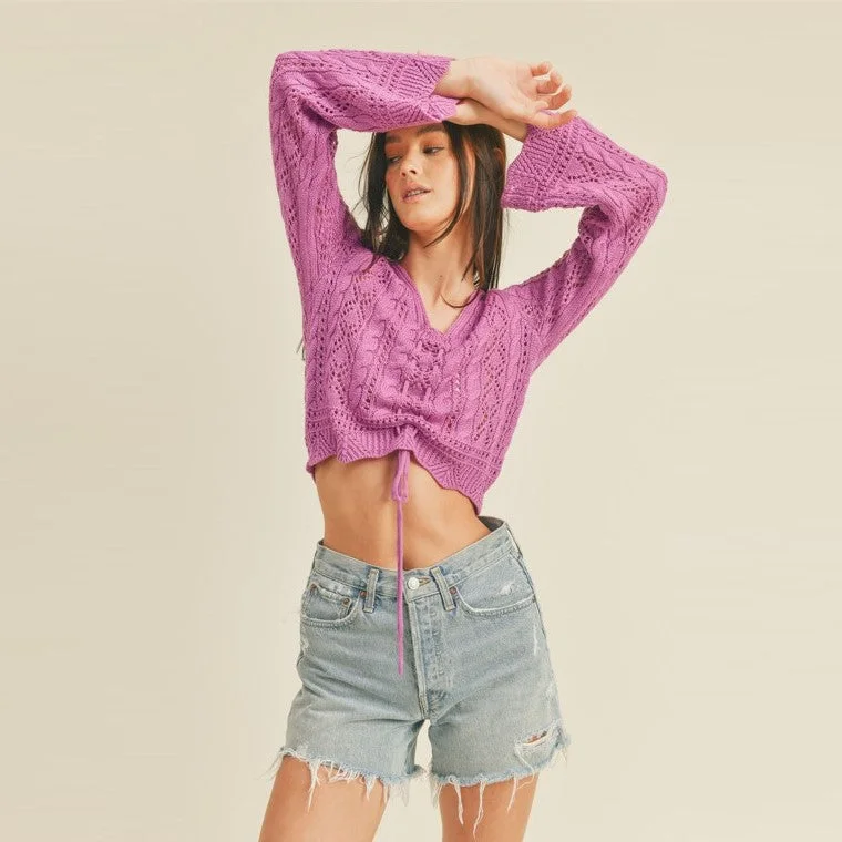 Cinched Knit Top (Orchid) Elegant Knit Top