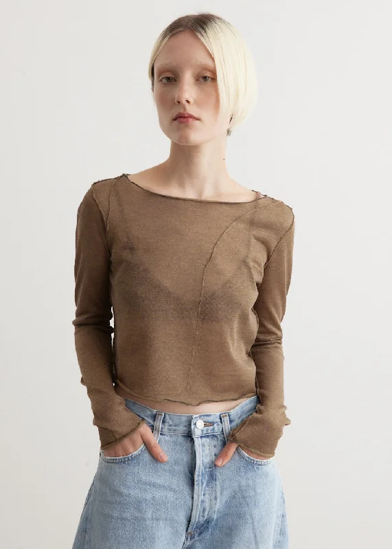 Faithful Long Sleeve Knit Top Olive Green Knit Blouse