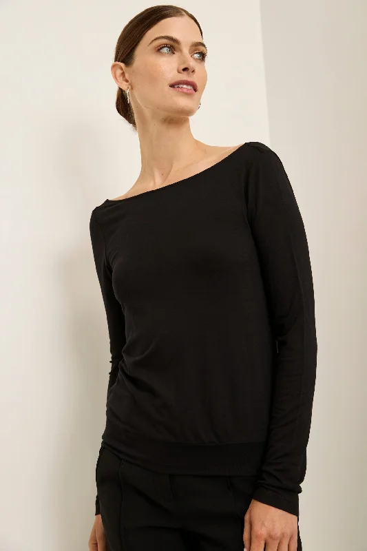 Jersey top with draped collar Soft Jersey Shirt