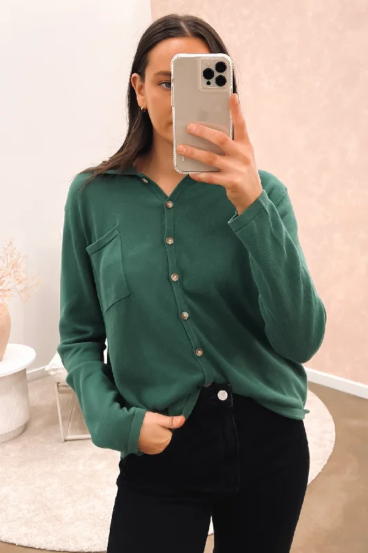 Klara Knit Top Green Autumn Knit Shirt