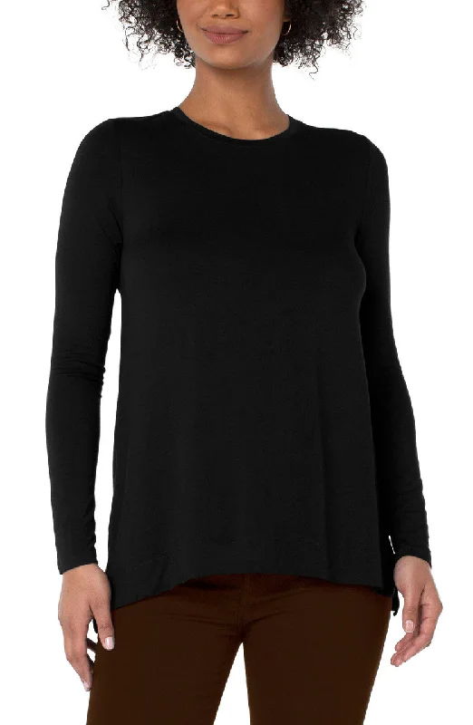 Liverpool Long Sleeve Scoop Neck Modal Knit Top Black Limited Edition Knit Top