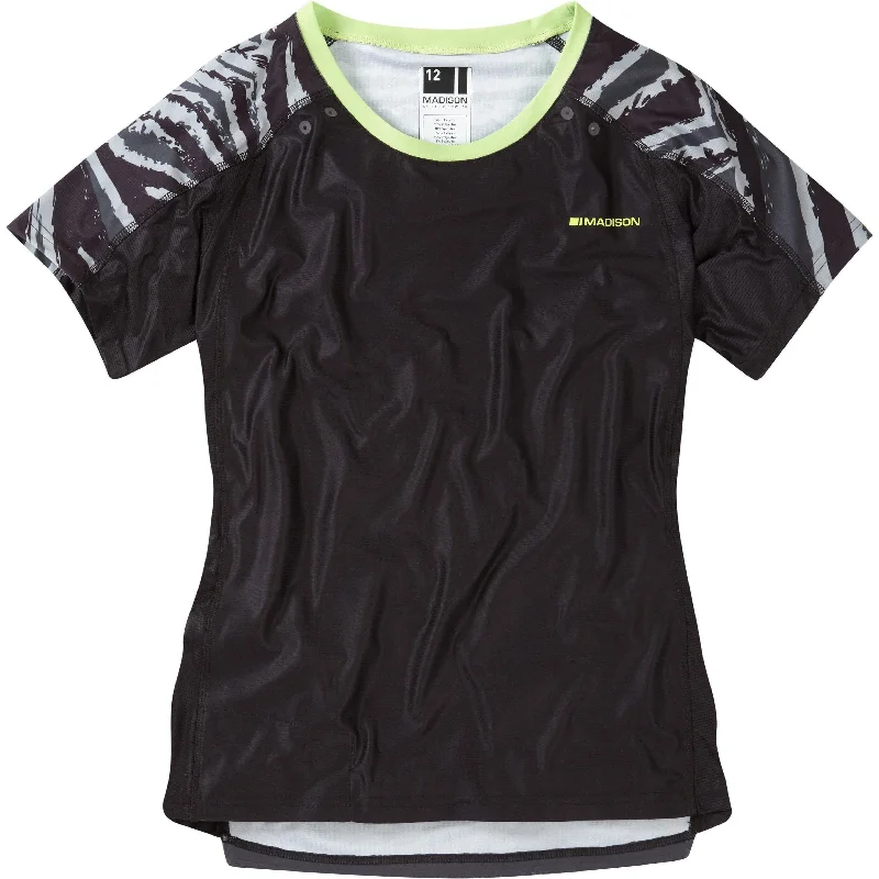 Madison Flux Enduro Short Sleeve Womens Cycling Jersey - Black Ribbed Jersey Tee