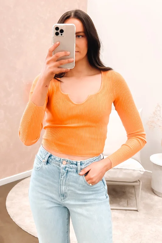 Mae Knit Top Orange High Neck Knit Top