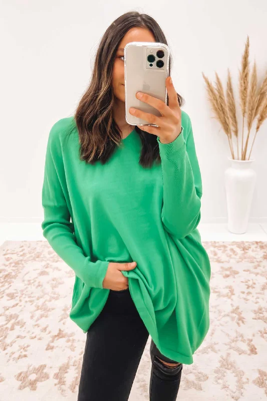 Nella Knit Top Green Cotton Knit Shirt