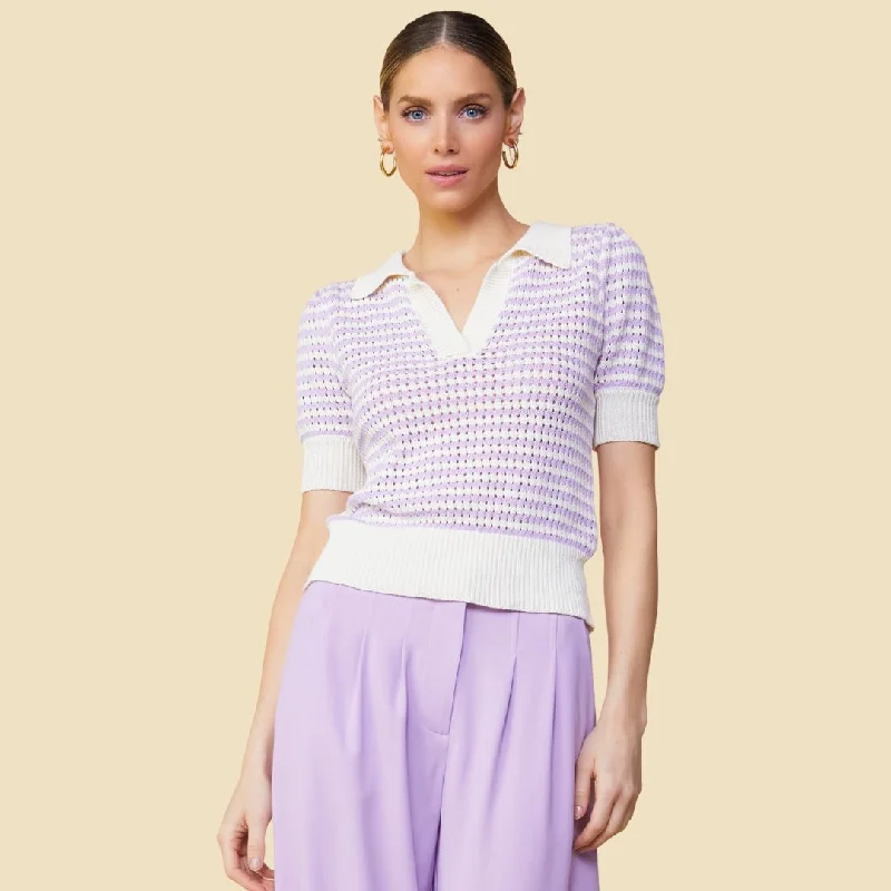 Pointelle Knit Top (Lilac) Daily Wear Knit Tee