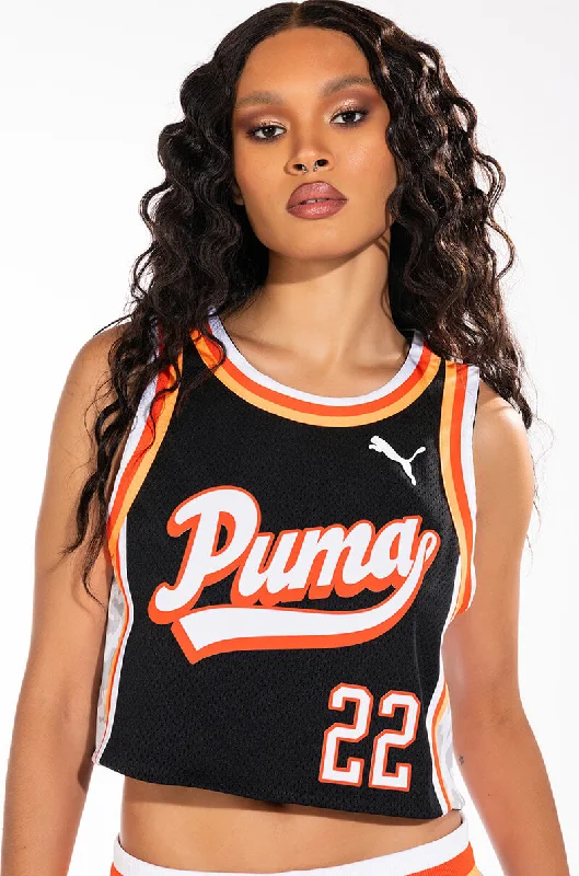 PUMA BOUT A BUCKET BALLIN' CROP JERSEY AOP Stylish Jersey Top