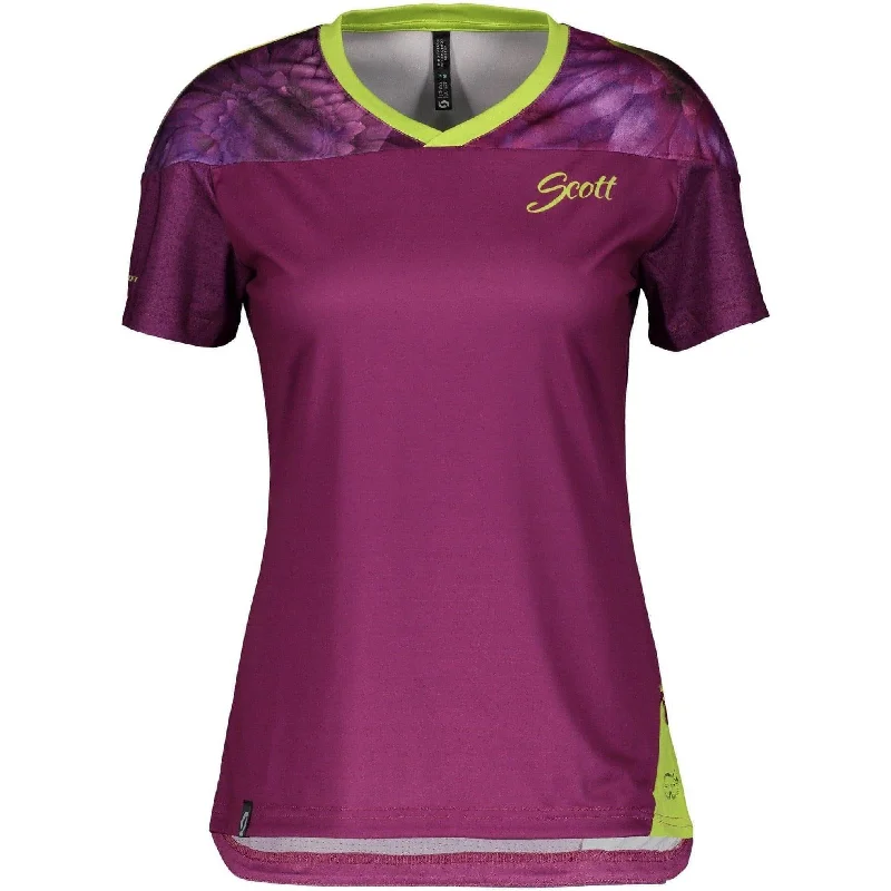 Scott Trail Flow Short Sleeve Womens Cycling Jersey - Purple Silk Jersey Blouse