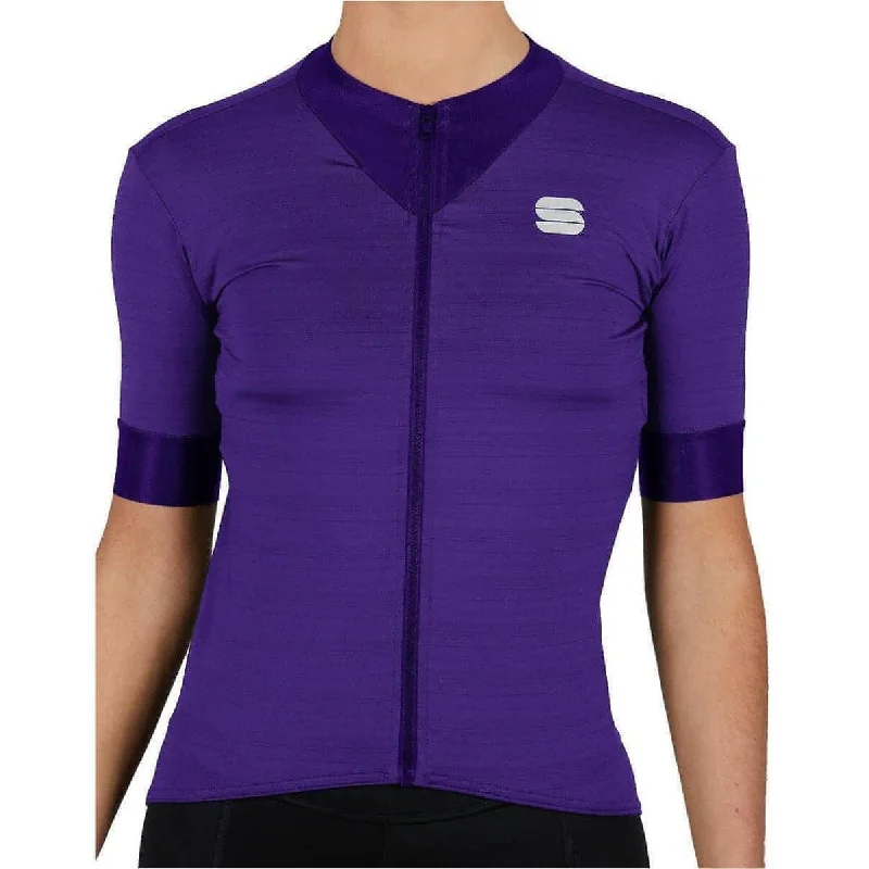 Sportful Kelly Short Sleeve Womens Cycling Jersey - Purple High Neck Jersey Shirt