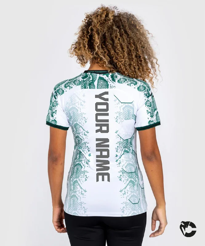 UFC Adrenaline by Venum Personalized Authentic Fight Night Women’s Walkout Jersey - Emerald Edition - White/Green Organic Jersey Tee