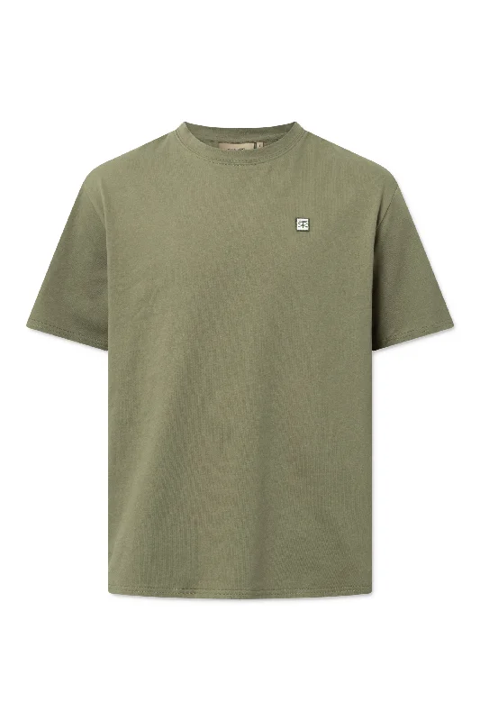 THOMAS EMBROIDERY PATCH COTTON JERSEY - ARTICHOKE GREEN Polo Neck Jersey Top