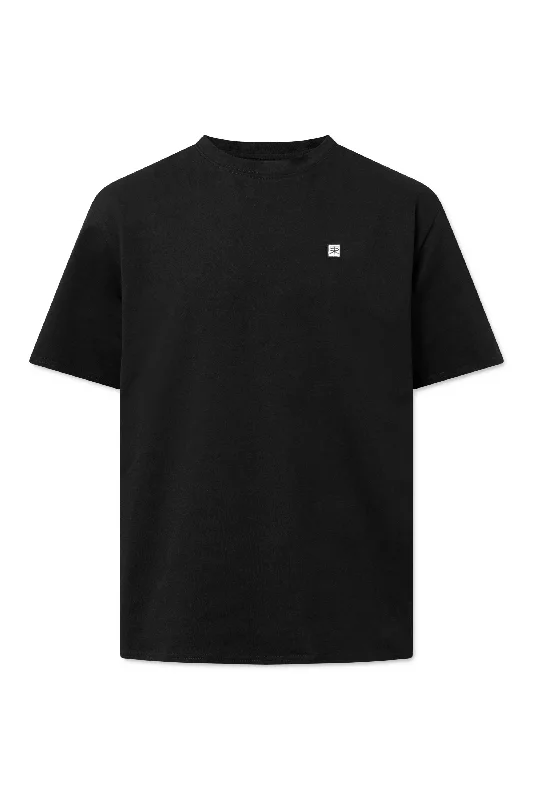 THOMAS EMBROIDERY PATCH COTTON JERSEY - BLACK Patterned Jersey Tee