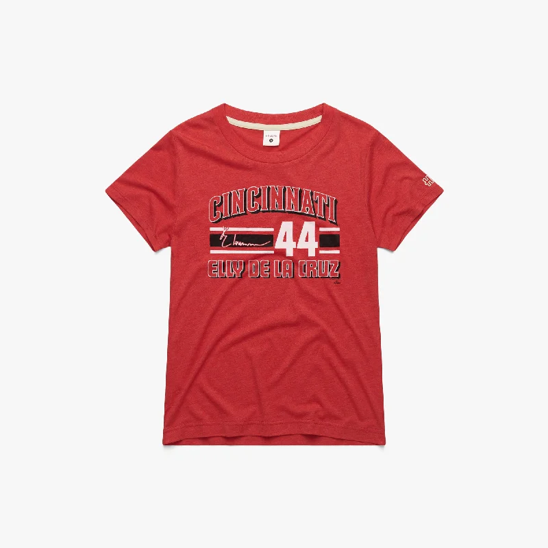 Women's Cincinnati Reds Elly De La Cruz Signature Jersey Holiday Jersey Tee