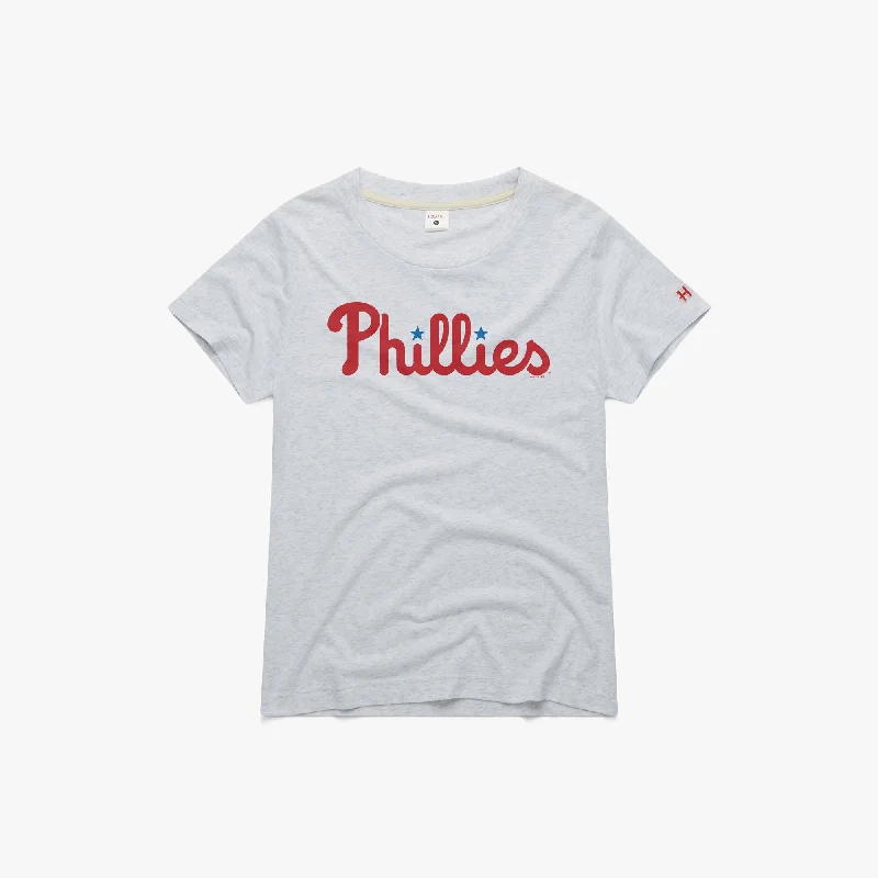 Women's Philadelphia Phillies Jersey Logo Ash Gray Jersey Tee