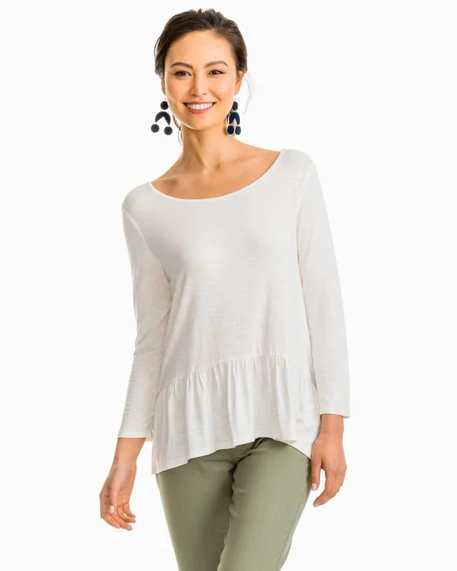 Southern Tide Peplum Knit Top White Alyssum Travel Knit Top