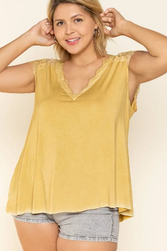 Plus Size Mustard Knit Top Casual Weekend Knit Top