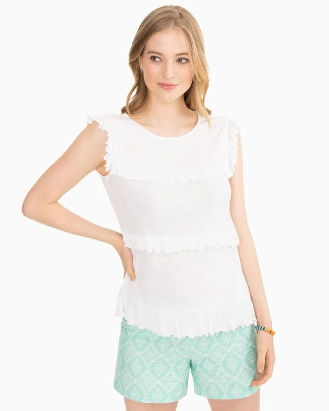 Southern Tide Teresa Knit Top Classic White Party Knit Blouse