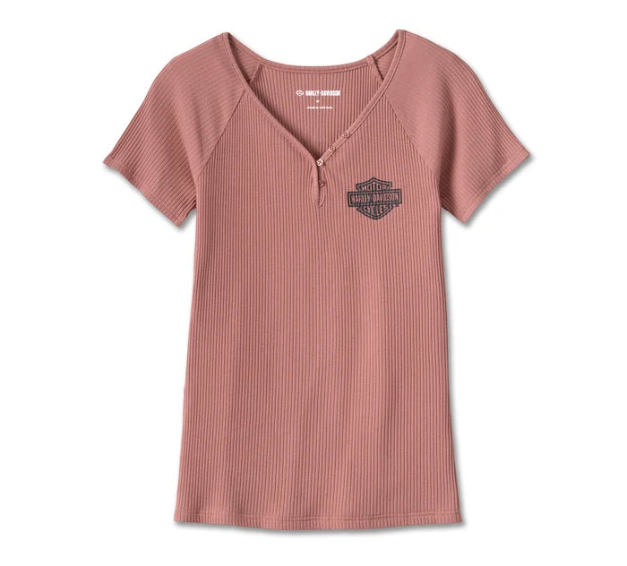 Women's Creed Club Rib-Knit Top - Light Mahogany - 96702-23VW Patterned Knit Tee