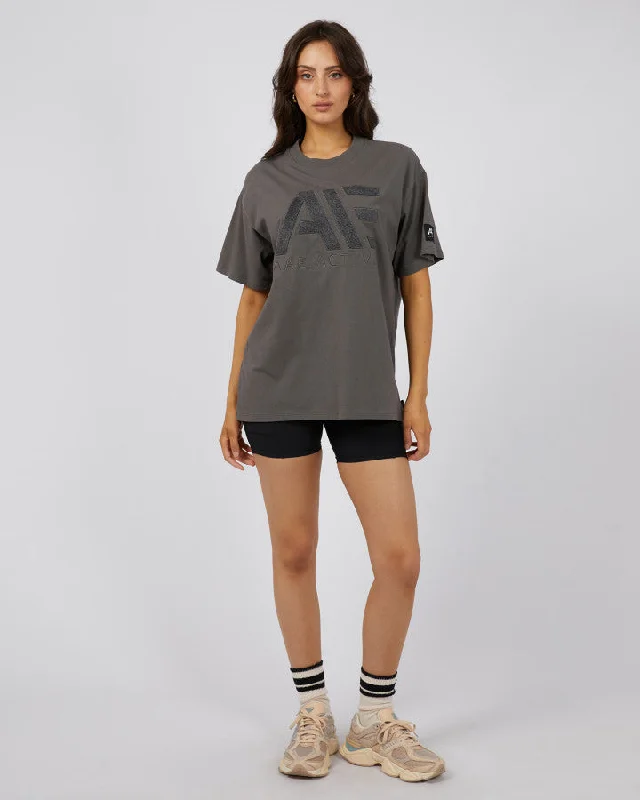 ALL ABOUT EVE Base Active Womens Tee - Charcoal Plaid T-Shirt Polka Dot Checkered