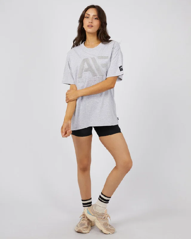 ALL ABOUT EVE Base Active Womens Tee - Grey Marle Houndstooth Herringbone Solid