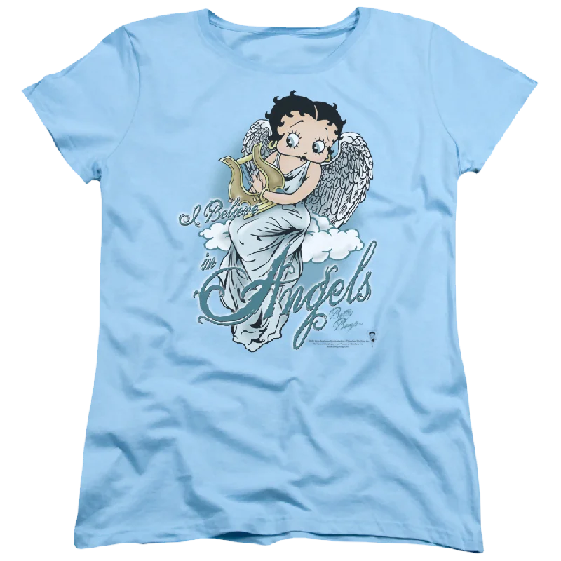 Betty Boop I Believe In Angels - Women's T-Shirt Ribbed T-Shirt High Neck Heavyweight