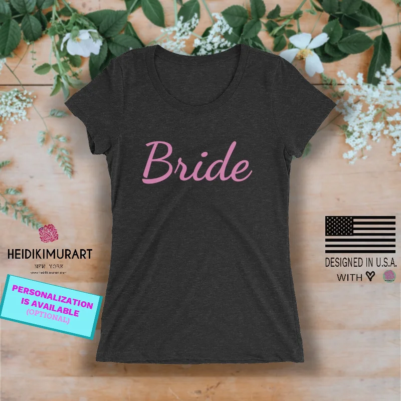 Bride/ Customizable Text Shirt, Women's Tee, Premium Ladies' Short Sleeve T-Shirt (US Size: S-2XL) Hooded Caped Shawl Collar