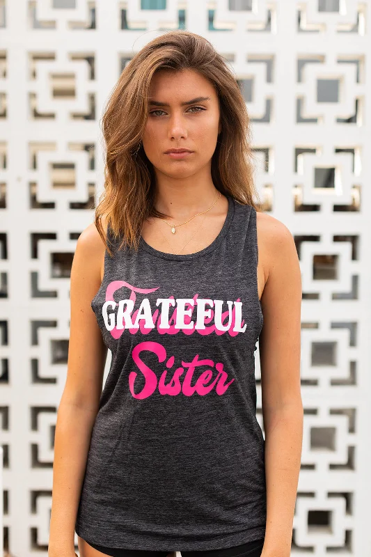 GRATEFUL SISTER SLEEVELESS TAKEOVER TEE Mesh Canvas Denim