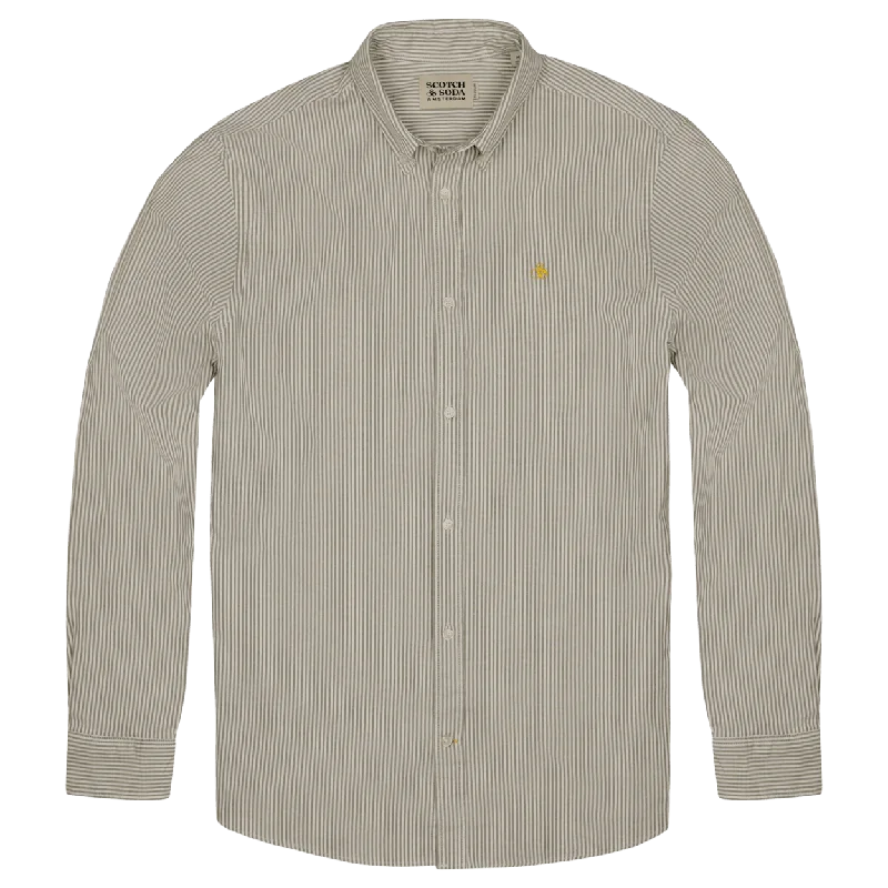 Scotch & Soda Essential Oxford Stripe Shirt Denim Fabric Leather Fabric Suede Fabric