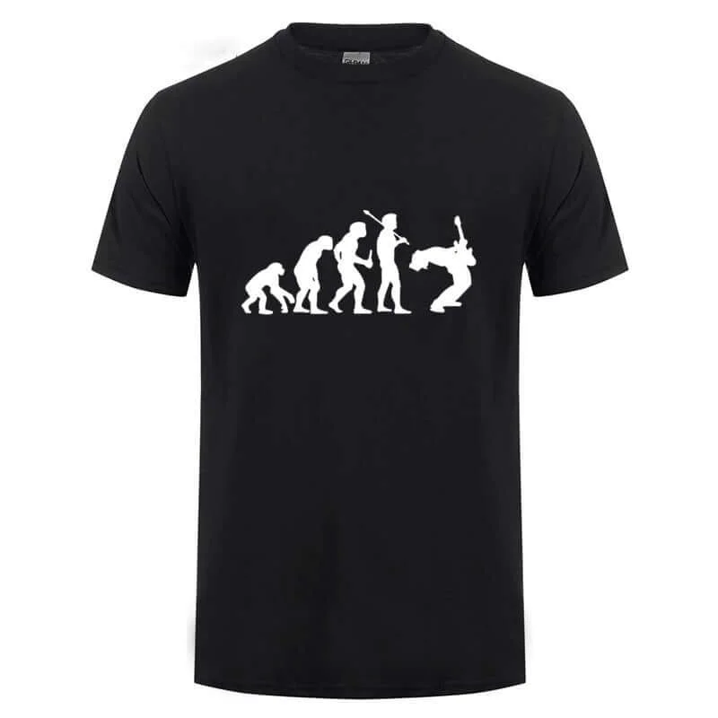 "Evolution of a Guitarist" Graphic T-shirt / Round Neck Unisex Tees / Rock Style Cool Outfits Casual Formal Business