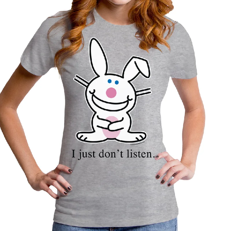 Jim Benton - I Just Don't Listen Grey Women's T-Shirt Chenille Blend Fleece Blend Nylon Blend