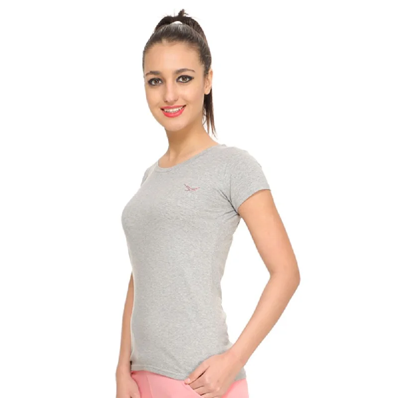 HiFlyers Womens T Shirt Grey Melange Fleece Nylon Spandex