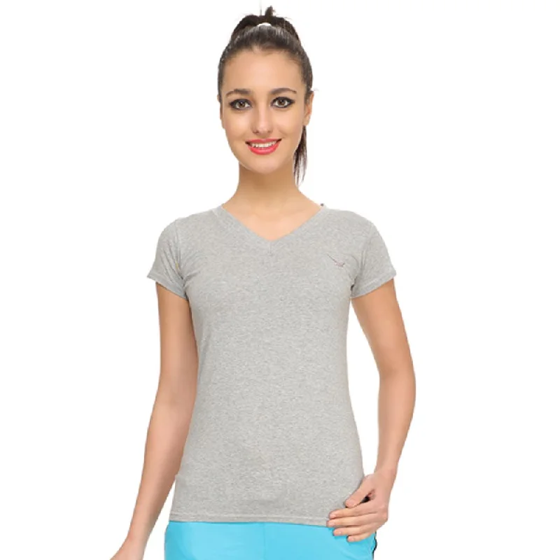 HiFlyers Womens T Shirt Grey Melange Modern Contemporary Chic