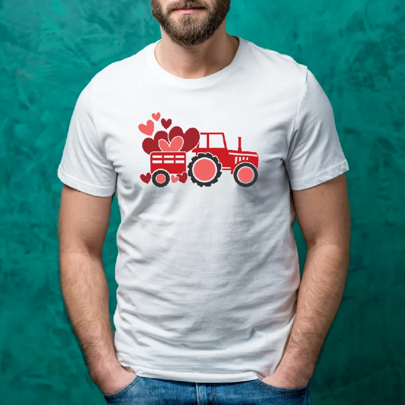 Holiday Tractor Valentine's Day Unisex T-Shirt Zippered Front Buttoned Front Snap Front