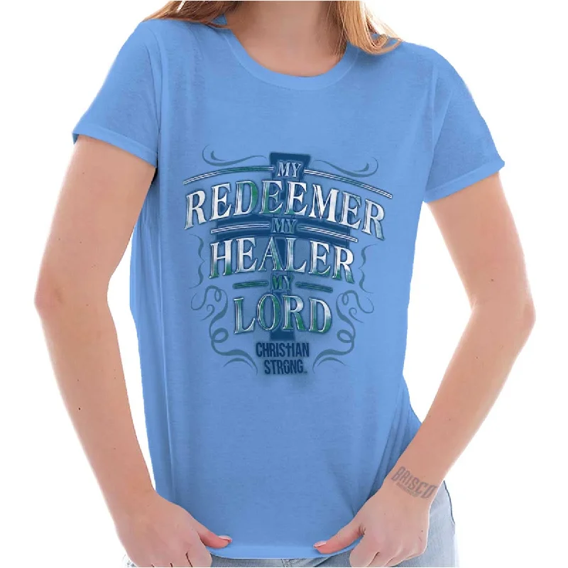 My Redeemer Christia Ladies T Shirt Striped Floral Plaid