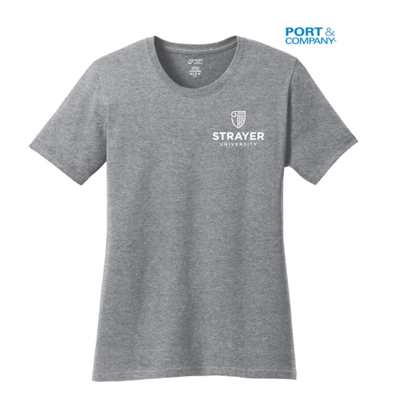 NEW STRAYER Port & Company®  LADIES Core Blend Tee-Athletic Heather Solid Color Striped Floral