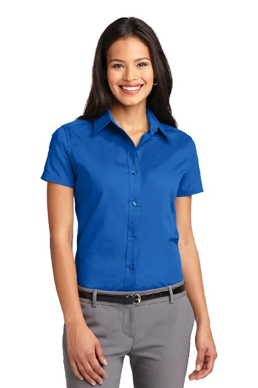 Port Authority Ladies Short Sleeve Easy Care  Shirt.  L508 Chenille Blend Fleece Blend Nylon Blend