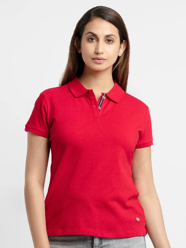 Women's Basic Polo T-Shirt Front Pockets Side Pockets Patch Pockets