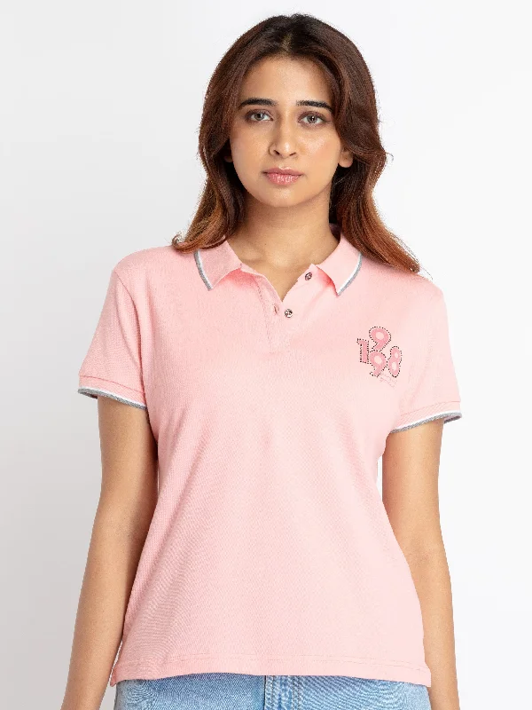 Womens Pocket Placement Polo T-shirt Fashionable Trendy Casual