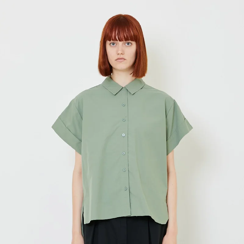 Women Oversized Shirt - Dusty Green - SW2409138B Houndstooth Herringbone Solid