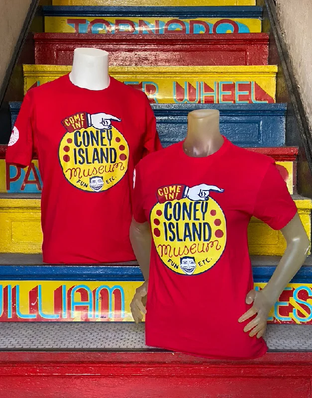 T-Shirt - Coney Island Museum - Unisex Red Chenille Fabric Brocade Fabric Lace Fabric