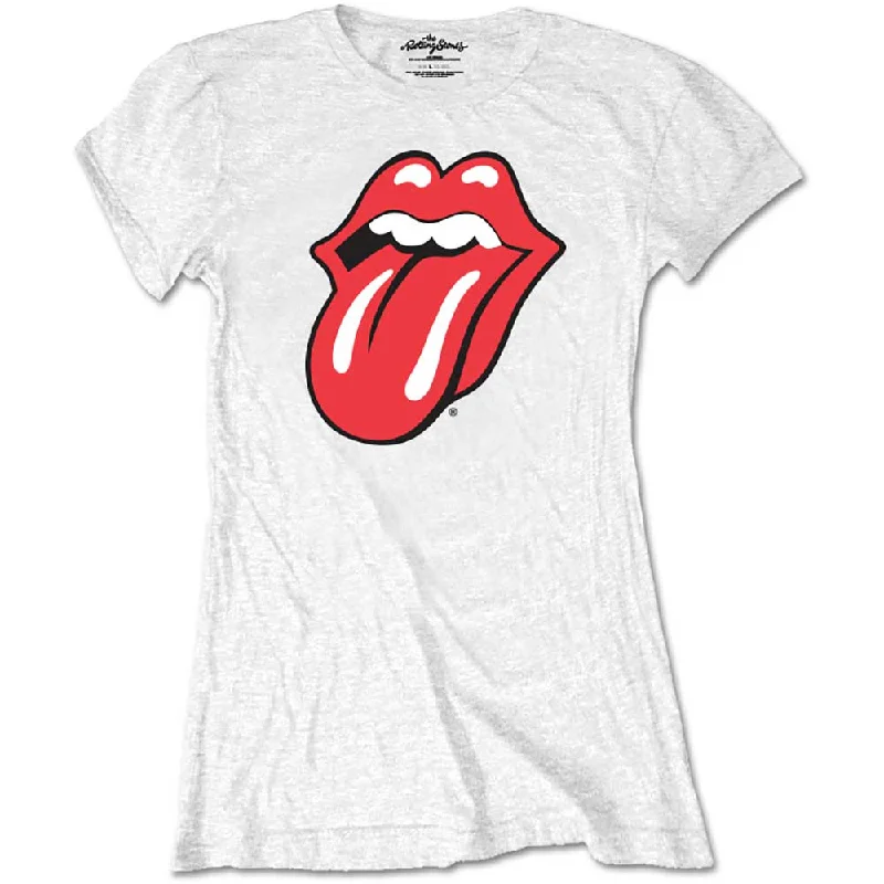 The Rolling Stones Classic Tongue Ladies T-Shirt Faux Fur Fabric Real Fur Fabric Shearling Fabric