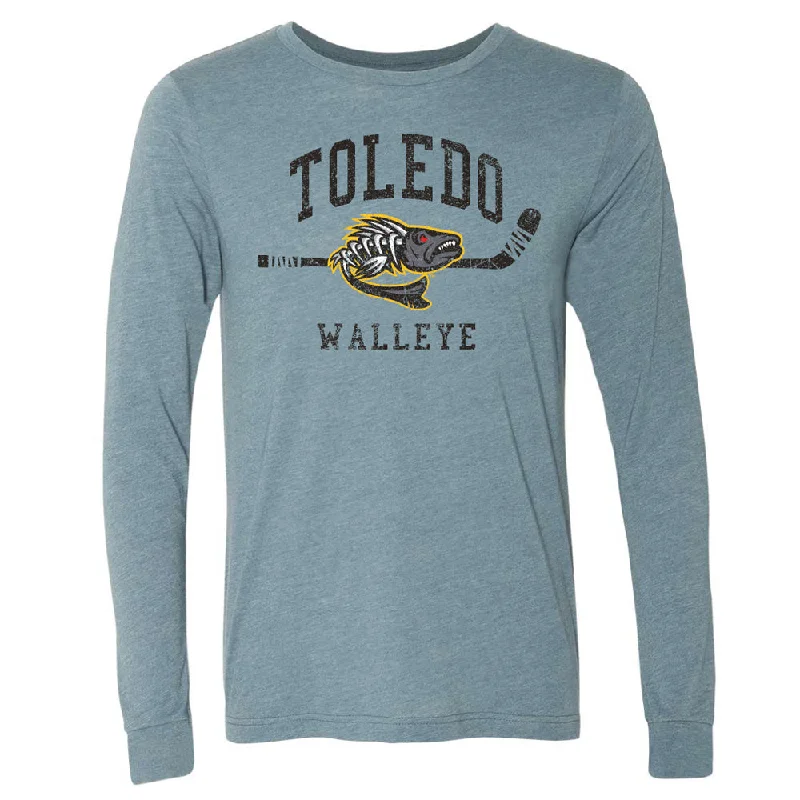 Toledo Walleye Bonefish Arch Stick Long Sleeve T-shirt Lace Blend Ribbed Blend Corduroy Blend