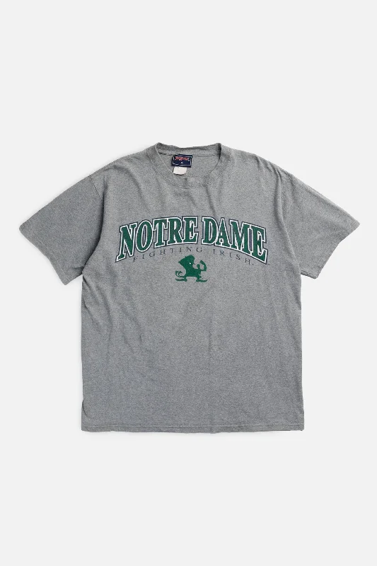 Vintage Notre Dame Fighting Irish Tee - M Notch Collar Peter Pan Collar Cowl Neck